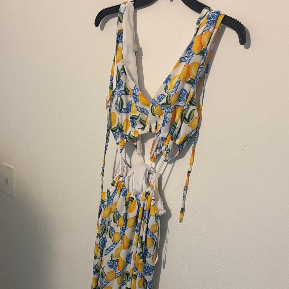 Vibrant Backless Lemon Print Dress